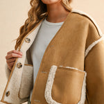 Suede With Sherpa Detail Reversible Jacket - camel, womens jacket collection