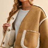 Suede With Sherpa Detail Reversible Jacket - camel, womens jacket collection