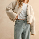 Suede With Sherpa Detail Reversible Jacket - camel, womens jacket collection