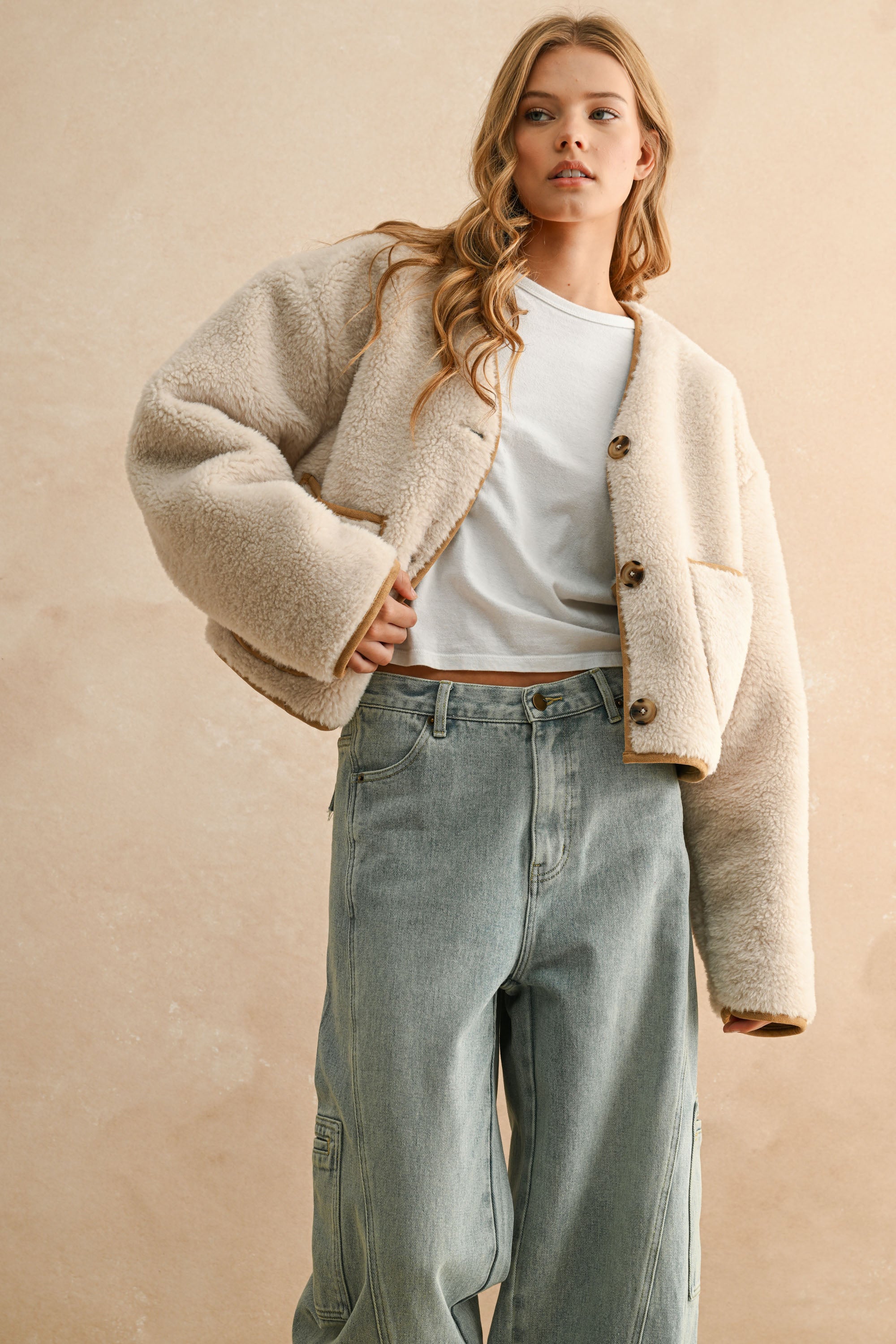 Suede With Sherpa Detail Reversible Jacket - camel, womens jacket collection