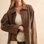 Suede Button Front Jacket - brown, womens jacket collection