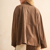 Suede Button Front Jacket - brown, womens jacket collection