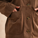 Suede Button Front Jacket - brown, womens jacket collection