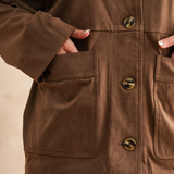 Suede Button Front Jacket - brown, womens jacket collection