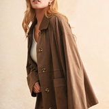 Suede Button Front Jacket - brown, womens jacket collection