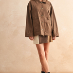 Suede Button Front Jacket - brown, womens jacket collection