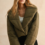 Big Collared Puffer Jacket - olive, womens jackets collection