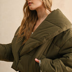 Big Collared Puffer Jacket - olive, womens jackets collection