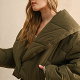 Big Collared Puffer Jacket - olive, womens jackets collection
