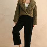 Big Collared Puffer Jacket - olive, womens jackets collection