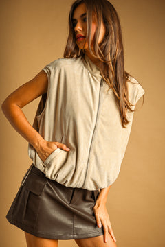 Suede Zipper Front Vest