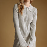 Zip Up Ribbed Knit Jacket