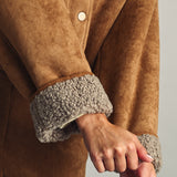 Suede With Sherpa Lined Bomber Jacket