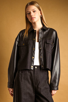Contrasted Button Closure Jacket