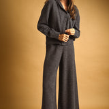 Button Front Sweater With Knit Pants