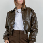 Faux Leather Bomber Jacket - olive, womens jacket collection