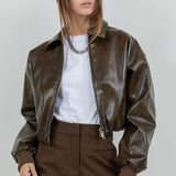 Faux Leather Bomber Jacket - olive, womens jacket collection