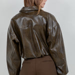 Faux Leather Bomber Jacket - olive, womens jacket collection