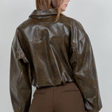 Faux Leather Bomber Jacket - olive, womens jacket collection