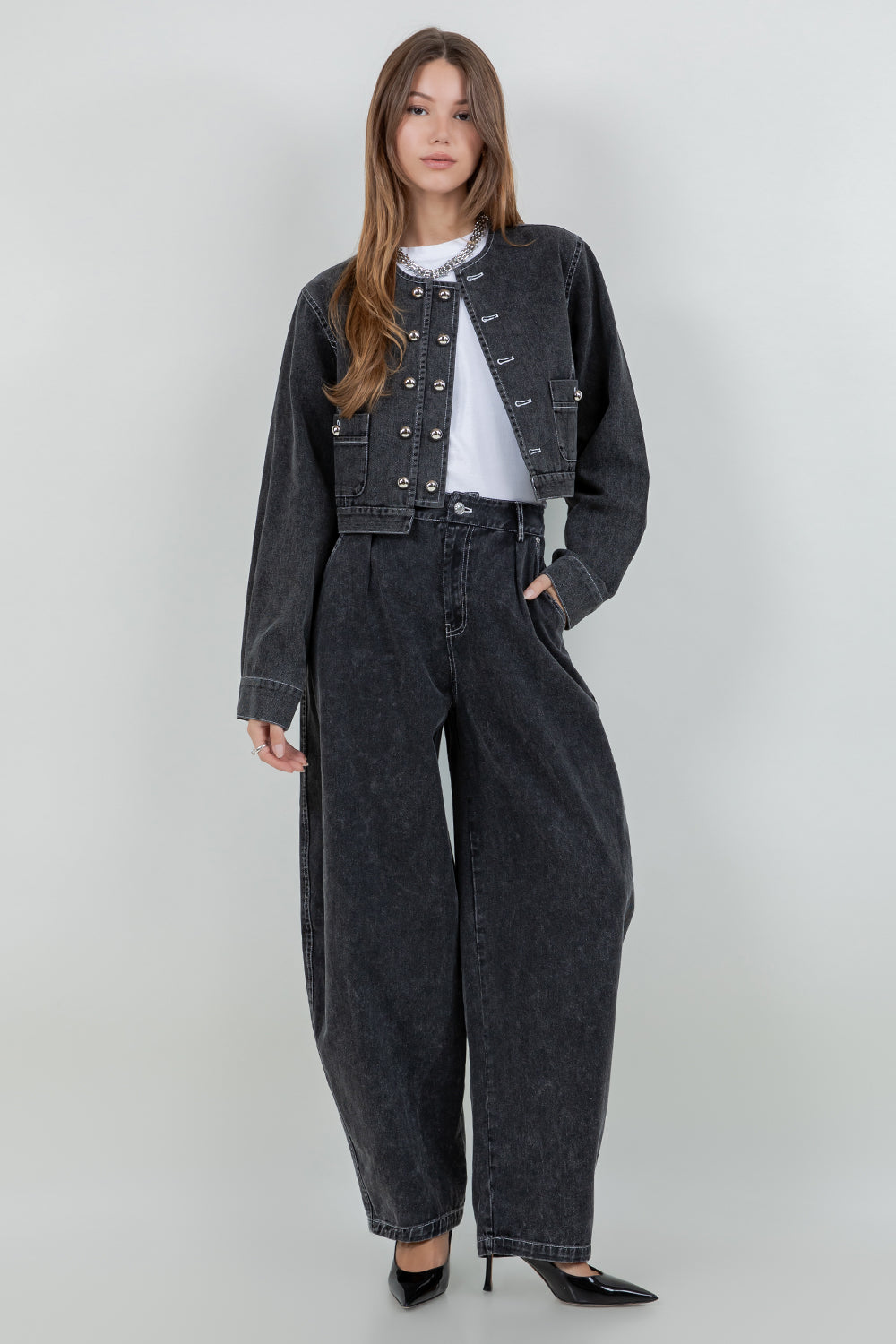 Barrel Leg Pant - black, womens pant/matching set collection