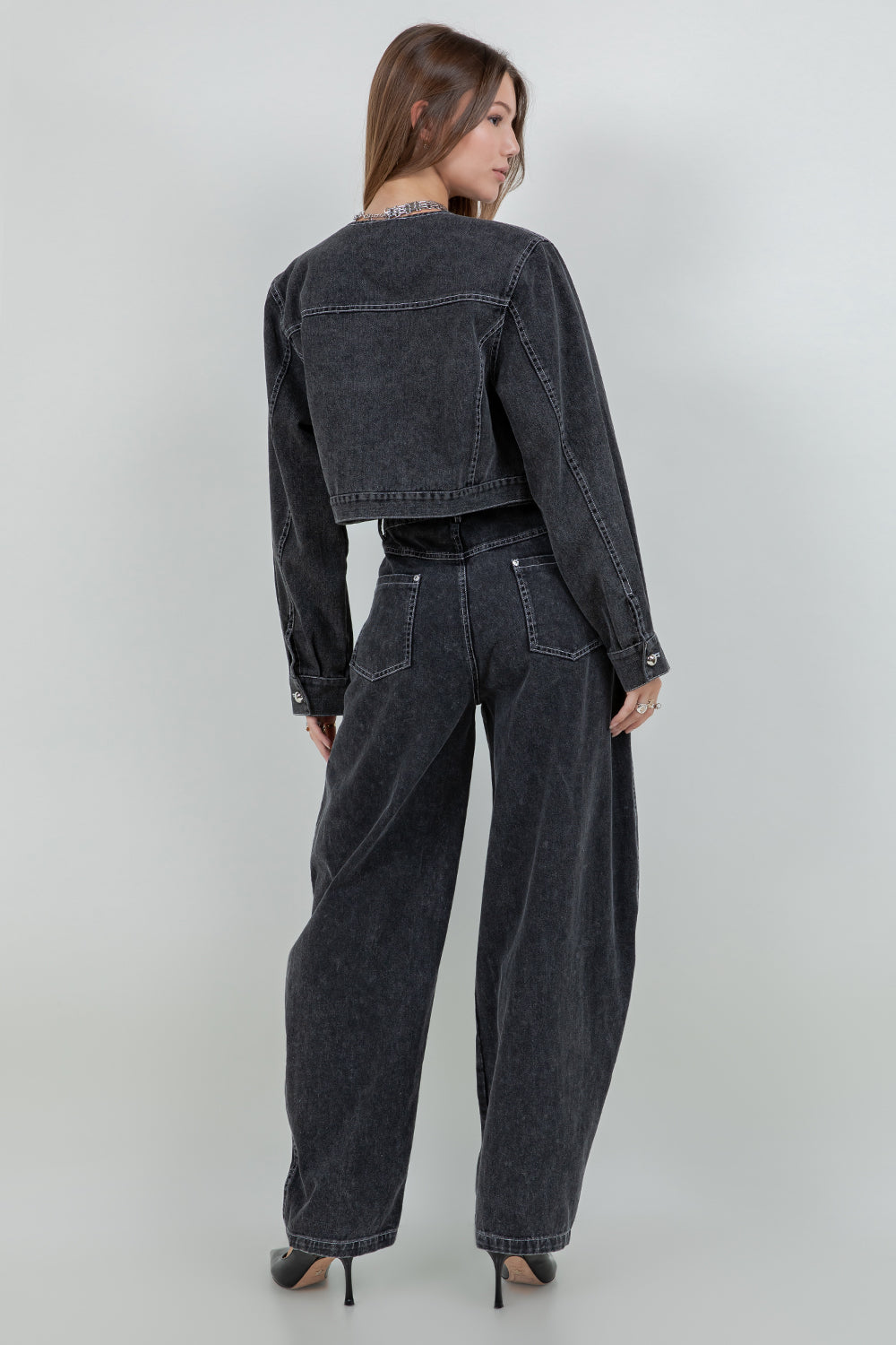 Barrel Leg Pant - black, womens pant/matching set collection