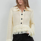 Fringe Detail Button Down Cardigan