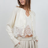 Sweater Cardigan With Lace Bottom