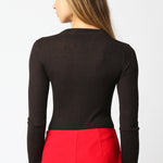 Sweater Button Down Bodysuit - brown (sheer), womens bodysuit collection