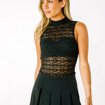 Mock Neck Lace Bodysuit - black, womens bodysuit collection