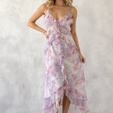 Ruffled Floral Print Maxi Dress