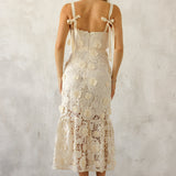 Tie Strap Floral Embroidered Maxi Dress