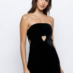 Rhinestone Velvet Mini Dress - black, womens dress collection