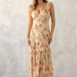 Ruffle Sleeve Floral Maxi Dress