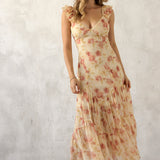 Ruffle Sleeve Floral Maxi Dress