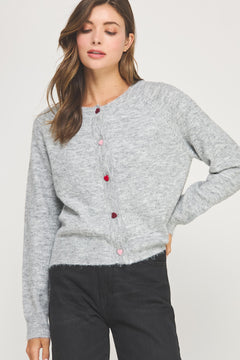 Heart Button Sweater Cardigan