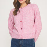 Heart Button Sweater Cardigan