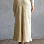 Embroidered Silk Skirt - Mustard, Women's Skirts Collection