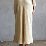 Embroidered Silk Skirt - Mustard, Women's Skirts Collection