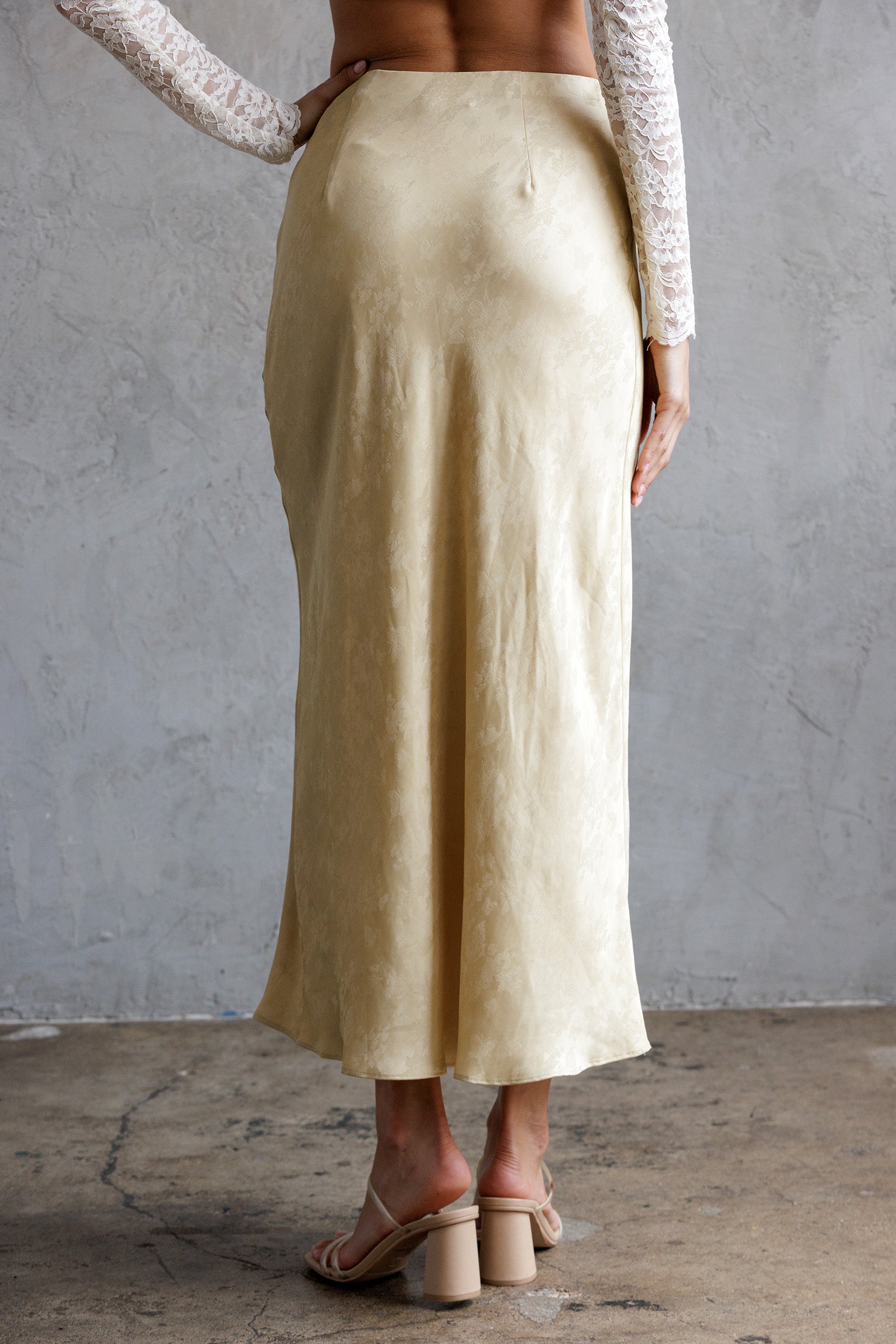 Embroidered Silk Skirt - Mustard, Women's Skirts Collection