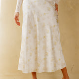 Floral Silk Elastic Maxi Skirt