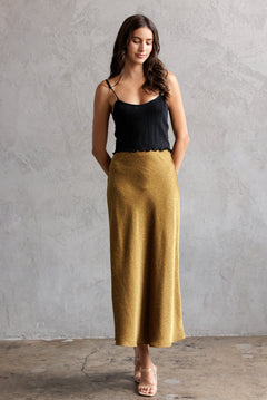 Leopard Print Midi Skirt - mustard, womens skirt collection