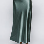 Silk Detail Maxi Skirt - Sage Green, Women's Skirts Collection