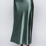Silk Detail Maxi Skirt - Sage Green, Women's Skirts Collection
