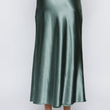 Silk Detail Maxi Skirt - Sage Green, Women's Skirts Collection