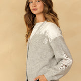 Lace Trim V Neck cardigan