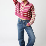 Stripe Half Zip Knit Sweater