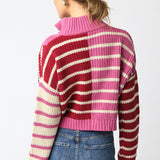 Stripe Half Zip Knit Sweater