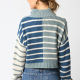 Stripe Half Zip Knit Sweater