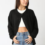Button Front Cardigan - Black, Women's Tops Collection