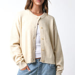 Button Front Cardigan - Oatmeal, Women's Tops Collection